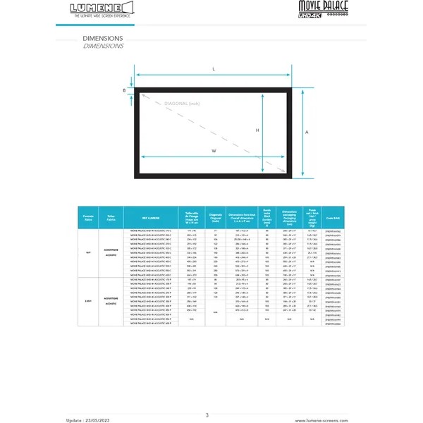 Lumene Movie Palace UHD 4K Acoustic 270P (2.35:1) - Écran de projection fixe