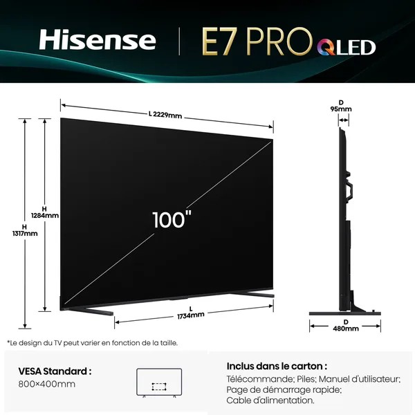 Hisense 100E7Q Pro 2025 - TV QLED 253cm
