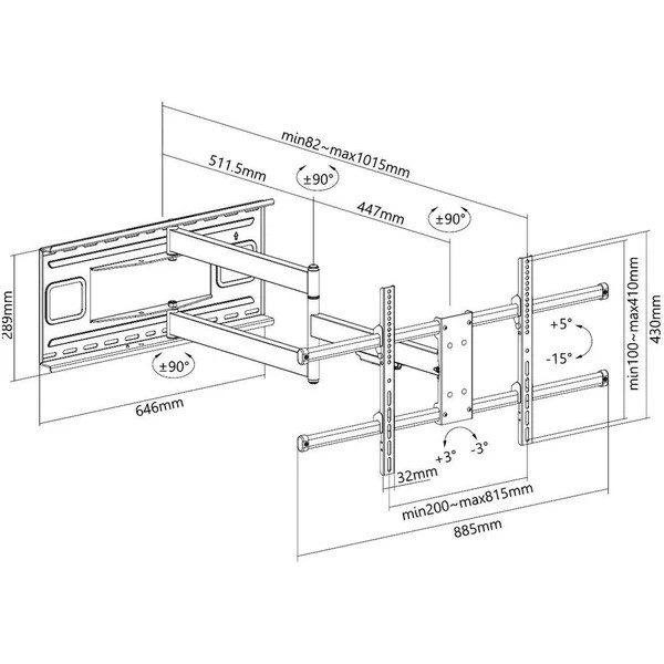 Norstone Full Motion 180 Extra - Support mural mobile