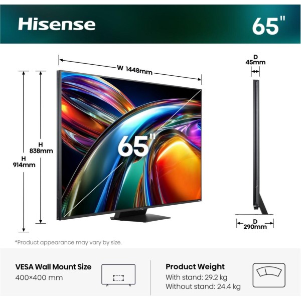 HISENSE 65UR9S 2026 - TV RGB MINILED 4K 164cm