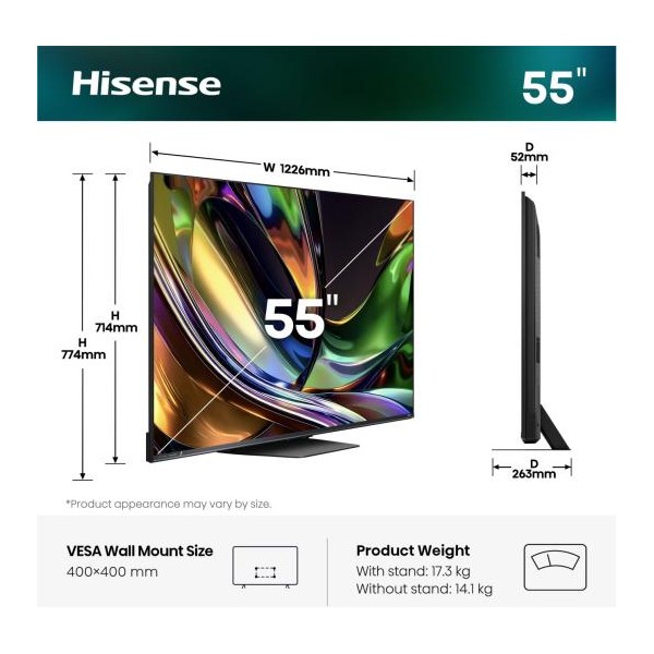 HISENSE 55UR8S 2026 - TV RGB MINILED 4K 139cm
