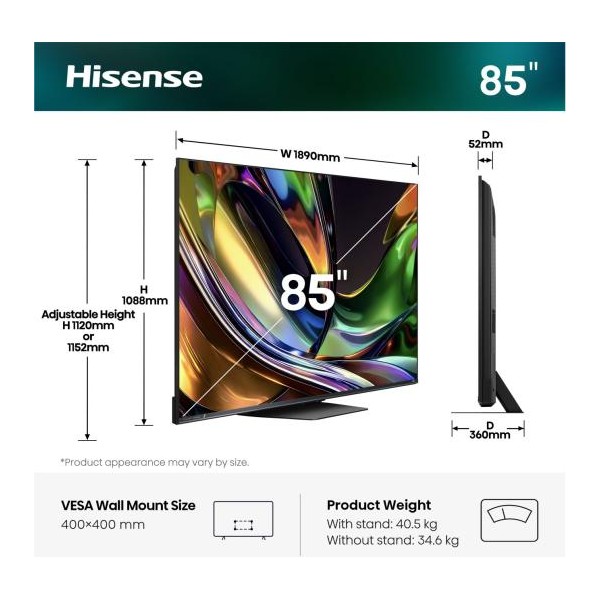 HISENSE 85UR8S 2026 - TV RGB MINILED 4K 215cm