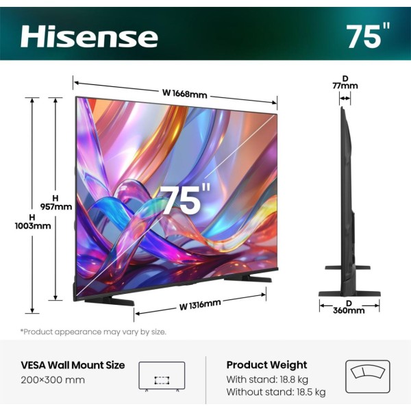 HISENSE 75E7S - TV QLED 4K UHD 2026