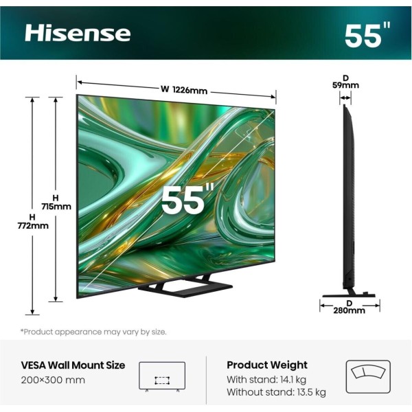 HISENSE 55E8S 2026 - TV MINILED 4K UHD 139cm