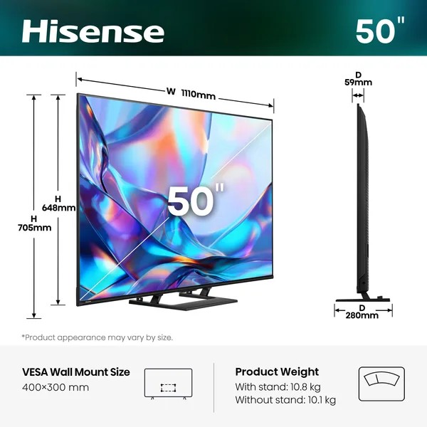 HISENSE 50A7S 2026 - TV QLED 4K UHD 126cm