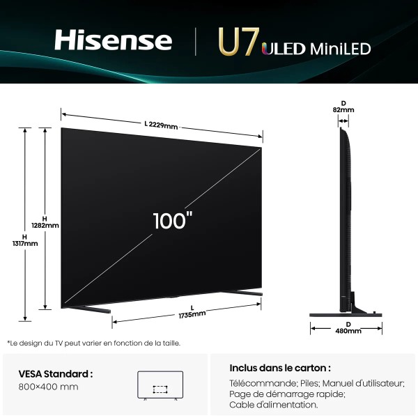 HISENSE 100U7Q  2025 - TV Mini Led 253cm
