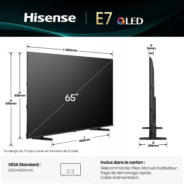 HISENSE 65E7Q 2025 - TV QLED 164cm